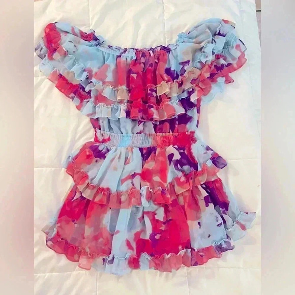 MISA Women’s Isella Ruffled Off The Shoulder Mini Dress Size Small - Picture 4 of 10